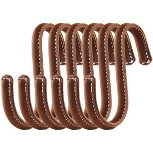 Boraboi® Tijdloze Stijlvolle Roestvrij Stalen S-Haken Met Luxe Leren Omwikkeling Voor Multifunctioneel Gebruik