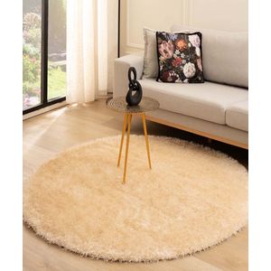 Rond hoogpolig vloerkleed velvet - Posh champagne 280 cm rond