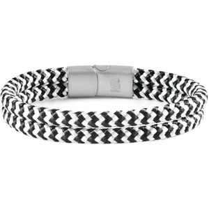 Touw Armband Wit - Zwart - Heren Dames 17,5cm Galeara Design NOA