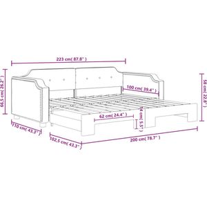 The Living Store Slaapbank met onderschuifbed 100x200 cm stof taupe - Slaapbank - Sofa Bed - Tweepersoonsbed - Onderschuifbed - Taupestof