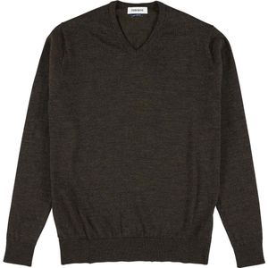 Osborne Knitwear Trui met V hals - Merino wol - Brown - L