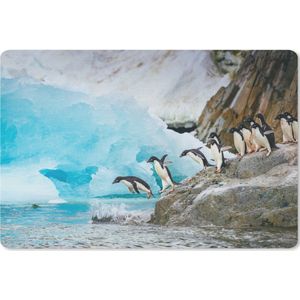 Bureau mat - Pinguïns op Antarctica duiken het water in - 60x40