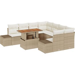 vidaXL - tuinsofa - set - Set - van - 9 - Beige - Poly - Rattan - 4-persoons - tuinsofa