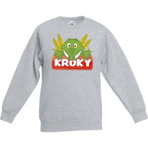 Kroky de krokodil sweater grijs voor kinderen - unisex - krokodillen trui - kinderkleding / kleding 98/104