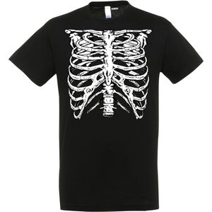 T-shirt Skelet Ribbenkast | Halloween Kostuum Volwassenen | Halloween | Foute Party | Zwart | maat M