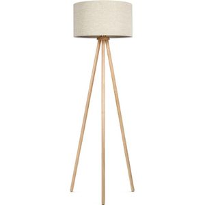 Staande lamp, vloerlamp driepoot van hout voor de woonkamer, slaapkamer, scandinavische stijl [energieklasse A++]