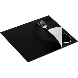 Chefcare Inductie Beschermer Gouden Bestek op een Zwarte Achtergrond - Zwart Wit - 60x55 cm - Afdekplaat Inductie - Kookplaat Beschermer - Inductie Mat