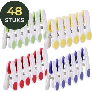 Gandria Wasknijpers 48 Stuks - Kunststof Wasknijpers - Set van 48 Plastic Knijpers - Wasrek Knijpers 10 Kg - 4 Kleuren