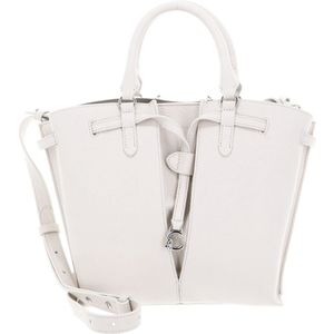 COCCINELLE Leren Handtas Schoudertas Flores Handbag Grained Leather Blanco Crème