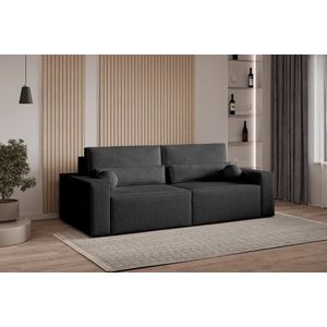 Slaapbank, sofa met slaapfunctie en opbergruimte, moderne bank, 3-zits, Slaapbank Denver mini - Zwart (Anthology 19)