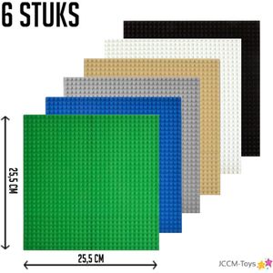 Bouwplaten 32x32 noppen - geschikt voor LEGO - 6 Stuks – Classic voordeelpakket - Bouwplaat/Grondplaat - Voordeelpakket - Groen, Blauw, Grijs, Licht bruin, Wit, Zwart - Gras, Water, Steen, Zand, Wit, Zwart