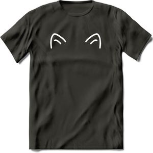 Kattenoortjes - Katten T-Shirt Kleding Cadeau | Dames - Heren - Unisex | Kat / Dieren shirt | Grappig Verjaardag kado | Tshirt Met Print | - Donker Grijs - XL