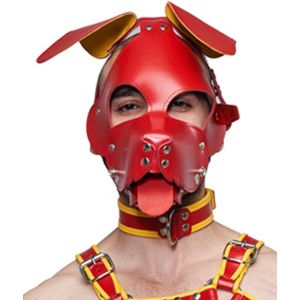 Mister b leather circuit floppy dog hood - rood geel