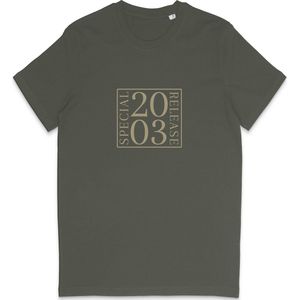 T Shirt Heren Dames - Geboortejaar 2003 - Tekst: Speciale Uitgave - Khaki Groen - Maat XXL