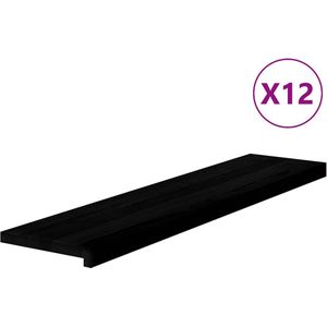 vidaXL Traptreden - 12 stuks - Eikenhout - Donkerbruin Traptreden - Houten Trappen - Eikenhouten Traptreden - Traptredesel - Vloerbedekking