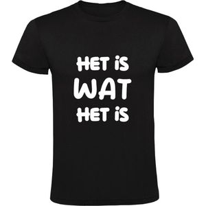 Het is wat het is Heren T-shirt | uitdrukking | spreekwoord | het zij zo | het is eenmaal zo | niet anders | helaas | jammer