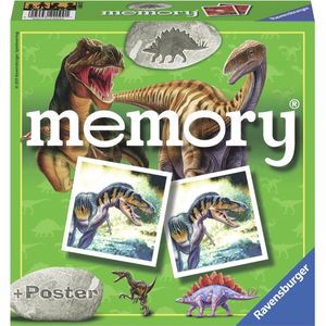 Ravensburger Dinosaurussen Memory - Spannend Gezelschapsspel voor Kinderen vanaf 4 jaar - Inclusief Poster - 72 Kaartjes