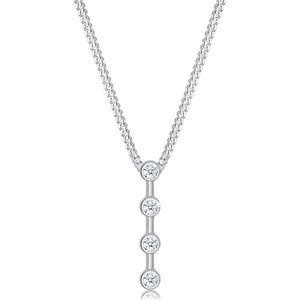 Elli PREMIUM Dames Halsketting Dames Basic Staaf Geo Cirkel met Diamant (0.06 ct.) in 925 Sterling Zilver