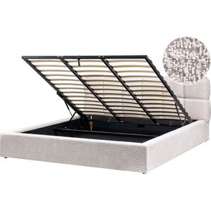 BASTON - Bed met opbergruimte - Lichtbeige - 180 x 200 cm - Bouclé