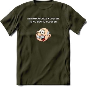 Abraham onze klusser T-Shirt | Grappig Abraham 50 Jaar Verjaardag Kleding Cadeau | Dames – Heren - Leger Groen - XL