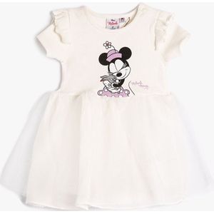 Koton Standaard mouw Ronde hals A-lijn Babymeisje Minnie Mouse jurk van katoenen tule met korte mouwen en stroken 3smg80073ak