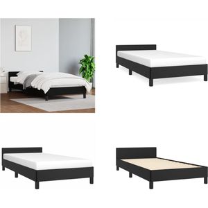 vidaXL Bedframe met hoofdbord kunstleer zwart 90x190 cm - Bedframe Met Hoofdbord - Bedframes Met Hoofdborden - Bedframe - Bed