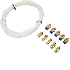 PTFE-slangenset voor Bambu Lab 3D-printer - 2 M PTFE-buis met 5 PC4 M6 Pneumatische Fittingen & 5 KJH04 M6 Pneumatische Fittingen