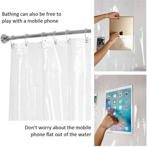 Transparante Douchegordijn met 12 waterdichte aanraakgevoelige vakken voor Tabled / IPad / Mobiel - Om Films, TikTok, Facebook, Instagram, etc te gebruiken tijdens het douchen - 180 x 200 cm