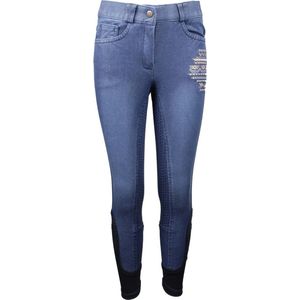 Mondoni Eivissa Kinder Rijbroek - Maat: 152 - Jeans - Denim - Paardrijbroek