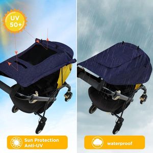 Buggy Zonnescherm Universele Kinderwagen Zonnescherm Zonnescherm voor Kinderwagens Kinderwagens UV-bescherming Waterbestendig Eenvoudig te installeren, Diepblauw