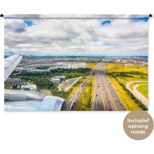 Wandkleed Landschappen Nederland - Zonnige luchtfoto van Amsterdam Wandkleed katoen 180x120 cm - Wandtapijt met foto XXL / Groot formaat!
