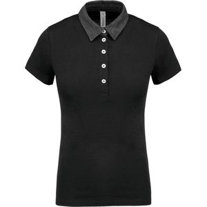 Kariban Tweekleurige damespolo jersey K261 - Black / Dark Grey Heather - XL