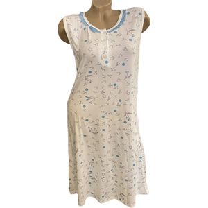 Dames nachthemd mouwloos 6537 bloemenprint XL wit/groen