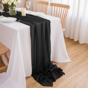 Tafelloper zwart chiffon - elegant en veelzijdig - 1 stuk - 70 x 300 cm