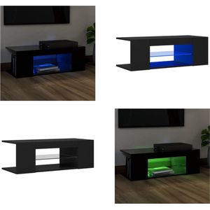 vidaXL Tv-meubel met LED-verlichting 90x39x30 cm zwart - Tv-kast - Tv-kasten - Televisiekast - Televisiekasten