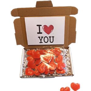 Brievenbus Cadeau I Love You met GRATIS wenskaart - Liefdes cadeau - hou van jou - cadeau per post - snoep per post