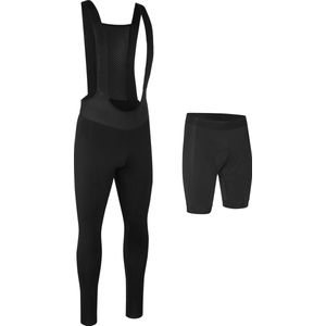 GripGrab - ThermaShell Winter Fietsbroek Waterafstotende Bib Tights Lange Wielerbroek met Zeem - Zwart - Heren - Maat XL