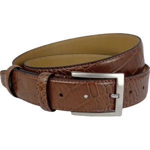 Leren riem cognac krokoprint - Riem Heren - Riem Dames - 3.5 cm - Riemmaat: Lengte 110 cm (Taillemaat tot 90 cm)
