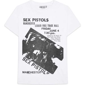 Sex Pistols - Manchester Flyer Heren T-shirt - XS - Wit