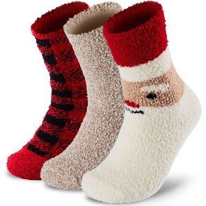 Monfoot - Grappige sokken - Huissokken Kerst - 3 Paar - Warme Sokken -Maat 36-38 - Kerst cadeau