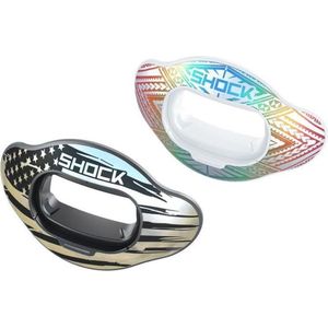 Shock Doctor |2 Pack Shields | kleur Chrome Flag / Silver Tribal | mondbeschermer, opzetstuk, schild | geschikt voor meerdere sporten | American football