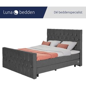 Luna Bedden - Boxspring Skye - 200x220 Compleet Grijs Gecapitonneerd