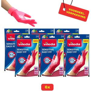 6x Vileda Sensitive Easy Fit Huishoudhandschoen - Maat L - Voordeelverpakking!