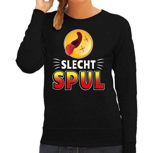 Funny emoticon sweater Slecht SPUL zwart voor dames -  Fun / cadeau trui S