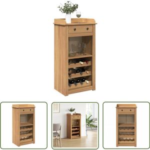 The Living Store Wijnkast Panama 57x40x111,5 cm massief grenenhout - Wijnkast - Houten Wijnrek - Wijnopbergers - Granenhouten Kast - Vintage Wijnkast