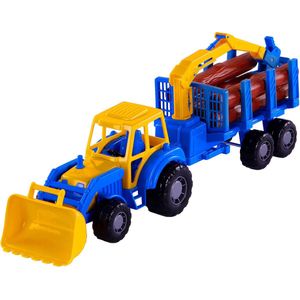 Cavallino Junior Tractor met Kraan Aanhangwagen en Hout, 46cm