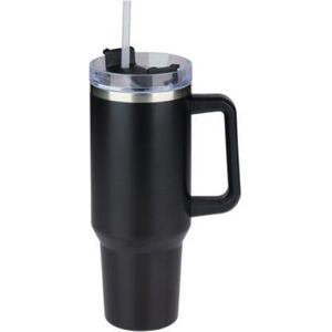 Alpina Vacuum drinkfles met rietje 1.200ML Zwart