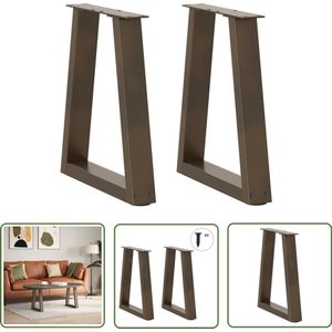 The Living Store Eettafelpoten 2 st V-vormig 28x(42-43,3) cm staal naturel - Eettafelpoten - Tafelpoten - V-vormige Tafelpoten - Metalen Tafelpoten - Industrieel Tafelpoten