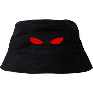 Rode duivel ogen EK bucket hat - EK voetbal bucket hat België - Rode duivels kleding - zwart/rood - vissershoedje - katoenen cap - bucket hat - EK 2024