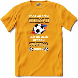 Oranje voetbal leeuw - WK en EK voetbal kampioenschap - koningsdag en Koninginnedag feest kleding - T-Shirt - Heren - Geel - Maat 3XL